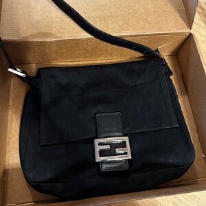 Fendi Mamma Baguette Black Neoprene Handbag